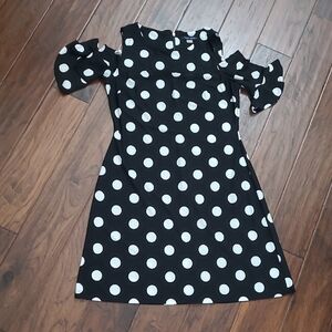Tommy Hilfiger Cold Shoulder Black & White Polka Dot Dress size 6